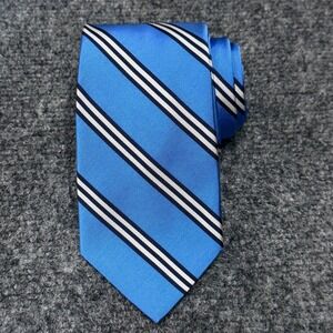 J. Press Necktie Mens OS Blue Striped Silk Cotton Reppy Ivy League Preppy Trad